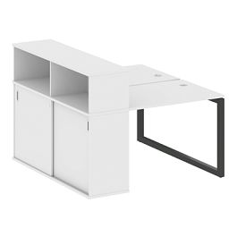 Metal System Quattro Р. ст. с шкафом-купе на О-образном м/к 50БО.РС-СШК-2.1 Т Белый/Антрацит металл 1410*1475*1098 - Фото предпросмотра