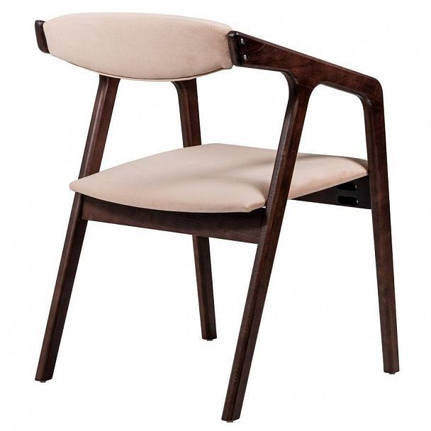 Стул деревянный для дома Fendi, каркас коричневый, велюр бежевый - Вид 4
