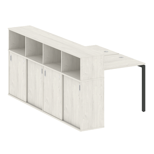 Metal System Quattro Р. ст. с шкафом-купе на П-образном м/к 40БП.РС-СШК-4.1 Т Дуб наварра/Антрацит металл 1410*2332*1098 - Вид 1