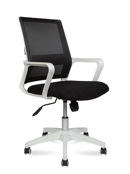 Кресло офисное / Бит LB / белый пластик / черная сетка / черная ткань - Вид 1