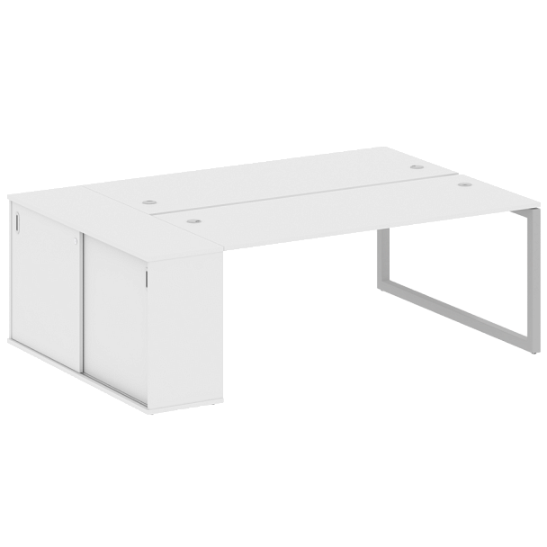 Metal System Quattro Р. ст. с шкафом-купе на О-образном м/к 50БО.РС-СШК-1.5 Т Белый/Серый металл 2210*1475*750 - Вид 1