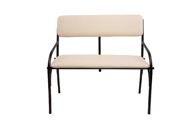 Банкетка-скамья со спинкой к/з шоколад на меди - Вид 1