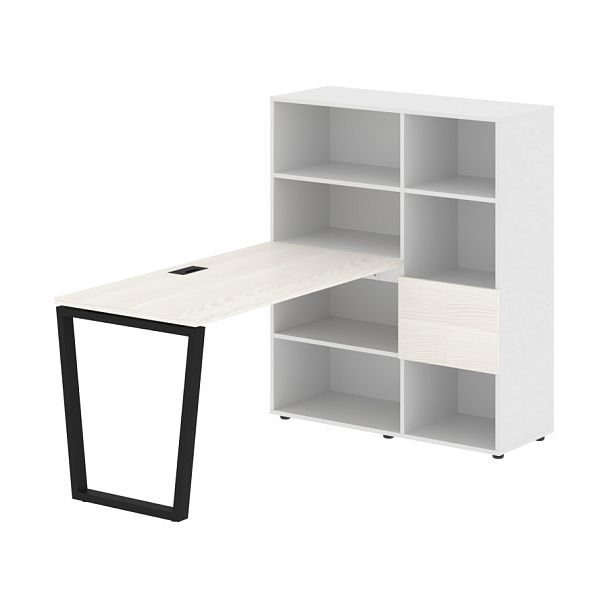 Стол-стеллаж EVRST 1113 Ясень Траун/Черный/Белый 1790х1120х1355 EDIS - Вид 1