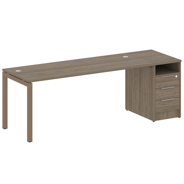 Metal System Quattro Р. ст. с тумбой на П-образном м/к 50БП.РС-СТП-1.5 Вяз/Мокко металл 2212*720*750 - Вид 1