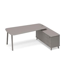 Стoл руководителя правый (тип 3) с опорной тумбой Time metal ТМ М1 118 МП ВЛ ВЛ мокко премиум - Фото предпросмотра