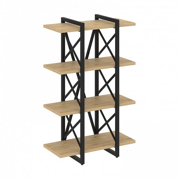 Стеллаж на опорах "Loft" VR.L-MST.O-4.4V тиквуд светлый/черный - Вид 1