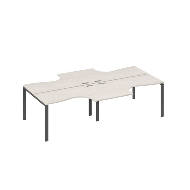 Рабочая станция столы эргономичные (4х140) Классика каркас UNO A4 А4 Б1 181-2 БП дуб / металлокаркас антрацит - Вид 1