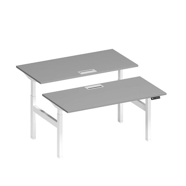 Рабочая станция на электроприводе с заглушками Elevo А2 БГ 103 СЕ серый / белый гладкий - Вид 1