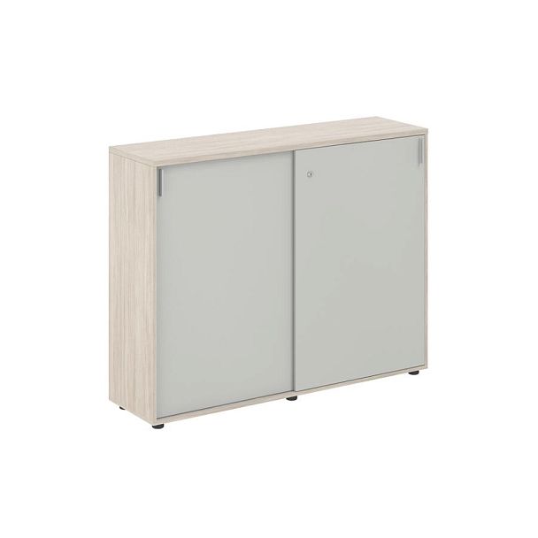 Шкаф купе 1438х400х1125 средний, с замком / корпус: дуб светлый, фасады: серый бархат Сигма / Sigma - Вид 1