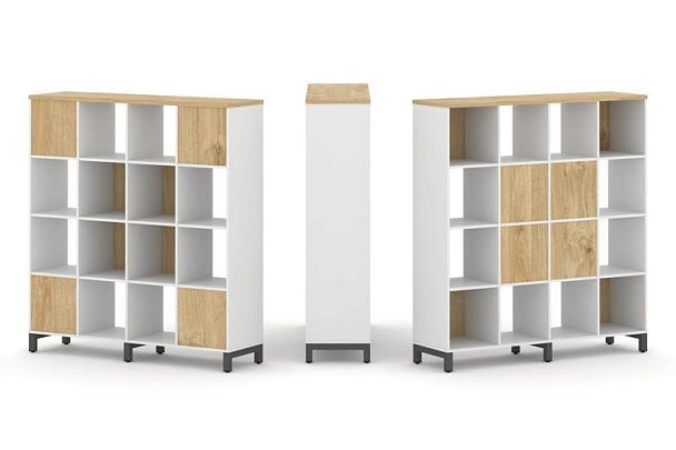 Стайл Проджект Набор стеллажа 2-х сторон., 4 яр. SN.NSD-441 Белый/Тиквуд Светлый/Металл Антрацит 148 - Вид 1