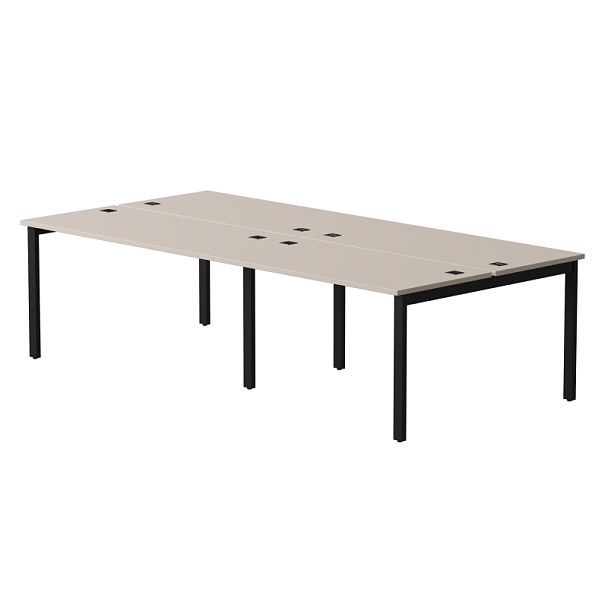 Бенч-система на 4 места Everprof EVO на металлокаркасе 3160х670(1370)x755 Кашемир/Черный - Вид 1