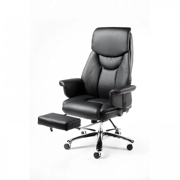 Кресло Парламент / (black) сталь + хром / черная экокожа - Вид 3