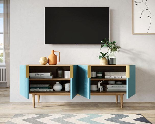 Комод под TV с четыремя дверками Line LN06/GR1/blue - Вид 2