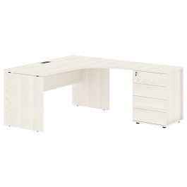 Стол эргономичный с тумбой EDCET 1518(R) Ясень Траун/Мокко 1560х1880х750 EDIS - Фото предпросмотра