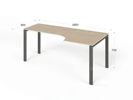 UNITY РМСУ9-18R ДУБ СОНОМА Стол на металлокаркасе угловой правый 1800х900х750 - Фото предпросмотра