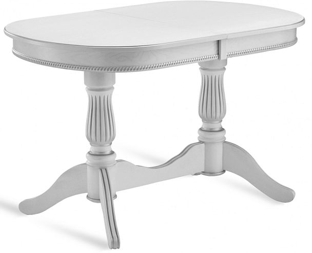 Стол деревянный раздвижной Кайнс 120(160)х80х76 Белый с серебряной патиной - Вид 1