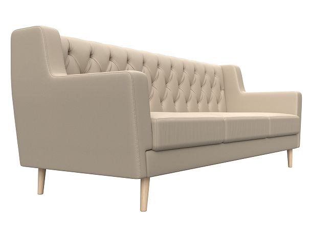 Прямой диван Брайтон 3 Люкс (полностью экокожа бежевая) - Вид 3