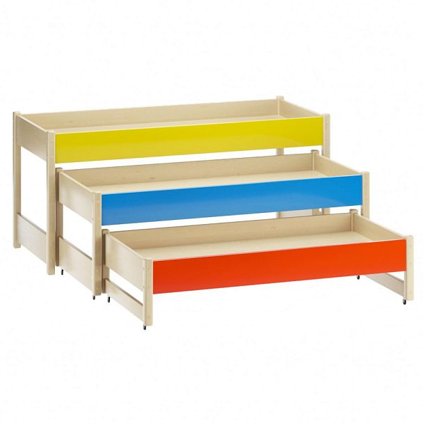 Кровать детская 3-х ярусная выкатная массив сосны лак КМ-017 - Вид 1