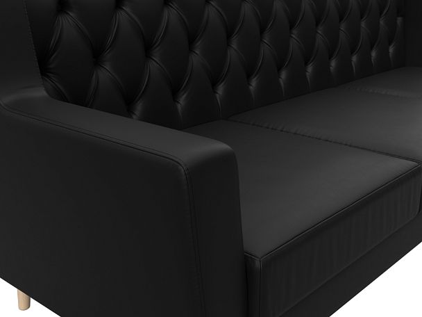 Прямой диван Брайтон 3 Люкс (полностью экокожа черная) - Вид 4