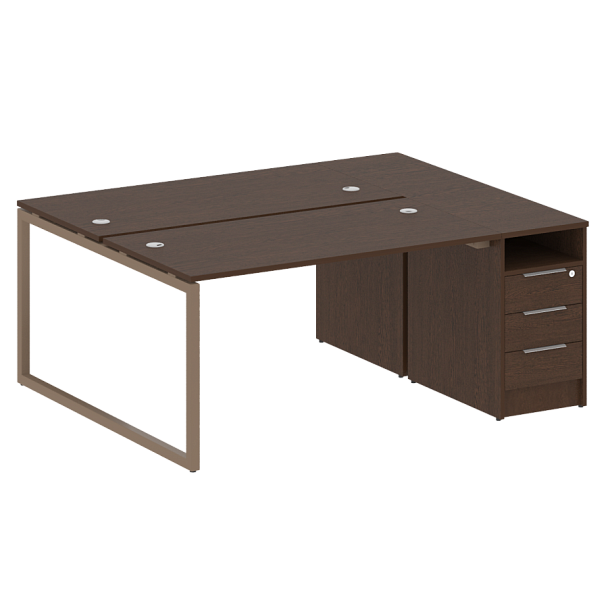 Metal System Quattro Р. ст. с тумбой на О-образном м/к 40БО.РС-СТП-2.3 Венге/Мокко металл 1812*1475*750 - Вид 1