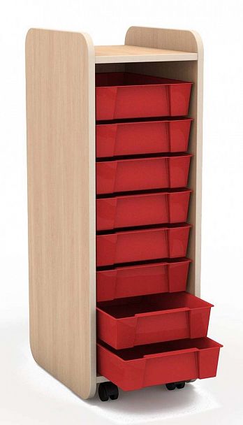 Стойка с пластмассовыми ящиками, клен - Вид 1