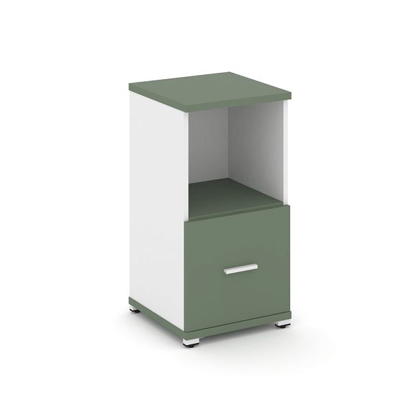 Concept Шкаф 1 узкая секция, 2 ниши CN.STU-211 W Кобо/Белый Бриллиант/Металл Белый 420*420*818 - Вид 1