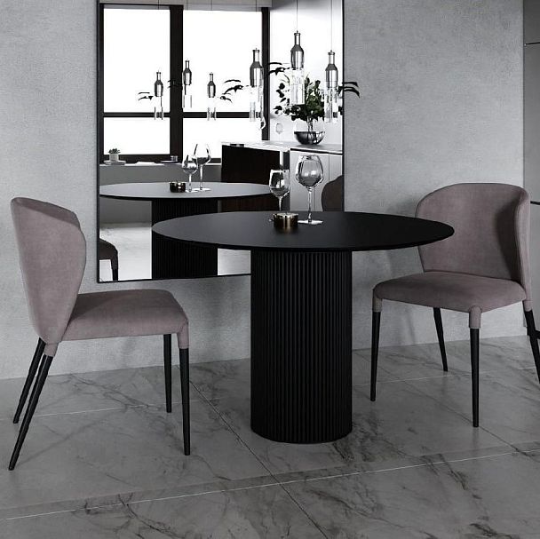 Стол круглый Nolan 100, керамика матовая, черная - Вид 4