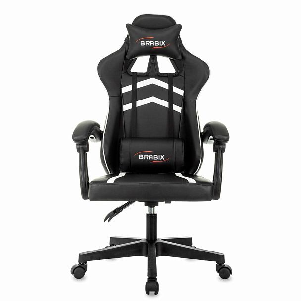 Кресло компьютерное BRABIX "Shooter GM-123", 2 подушки, экокожа, черное/белое, 533191 - Вид 4