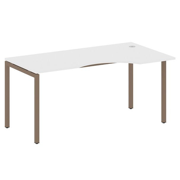 Metal System Quattro Стол криволинейный правый на П-образном м/к 40БП.СА-1 (R) Белый/Мокко металл 1600*900*750 - Вид 1