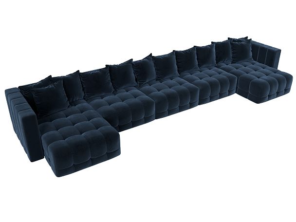 Диван П-образный Лига-052 НПБ МегаЛонг Велюр синий - Вид 6