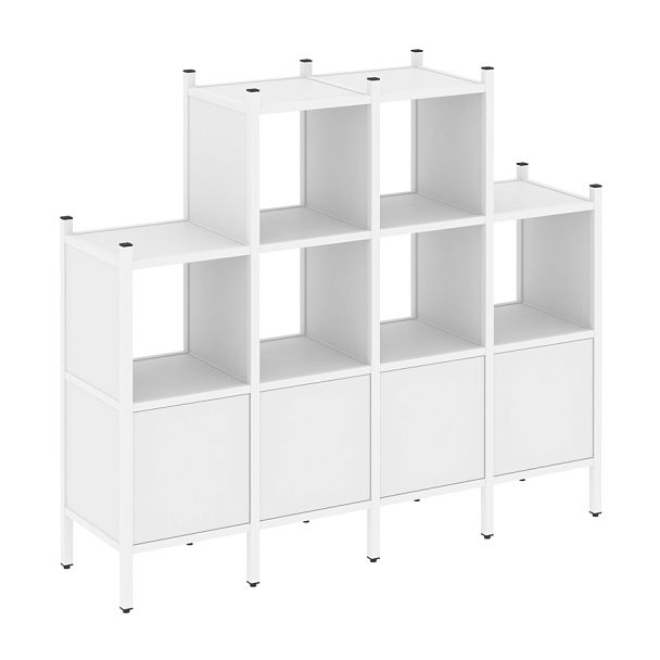 Loft Прямой стеллаж наборный VR.L-16 Белый бриллиант/Белый металл 1694*446*1458 - Вид 1