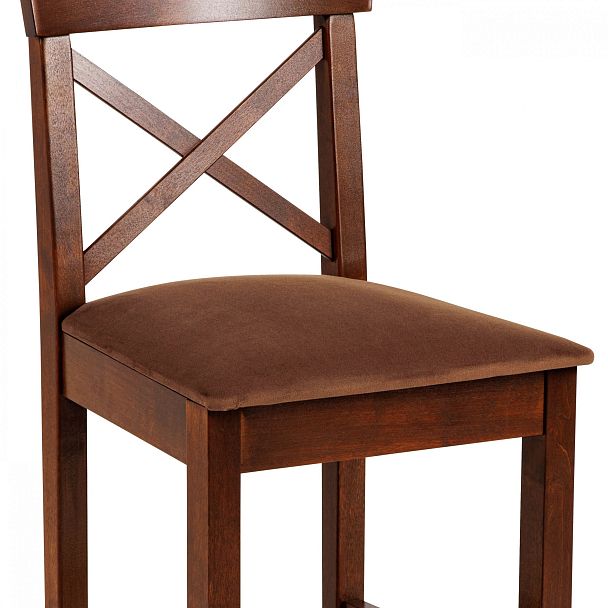 Комплект деревянных полубарных стульев с мягким сиденьем Бергольф Темный орех/Коричневый велюр, 4 шт. - Вид 12