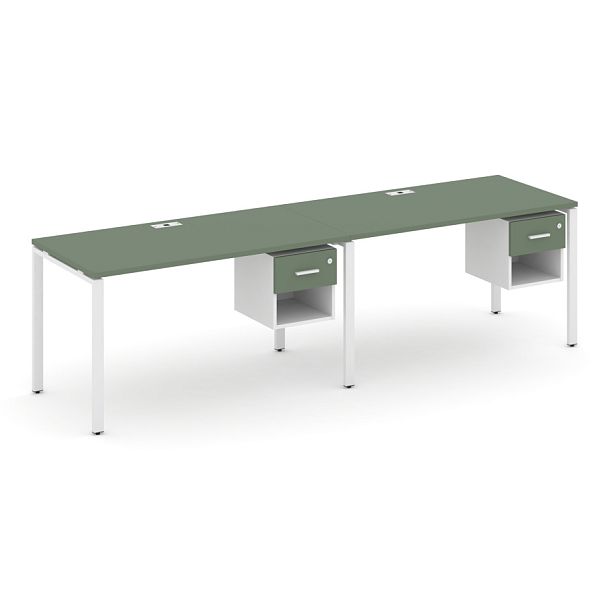 Concept Рабочая станция односторонняя с подвес. тумбами 2 места CN.ORS-117 W Кобо/Белый Бриллиант/Металл Белый 1960*720*750 - Вид 1