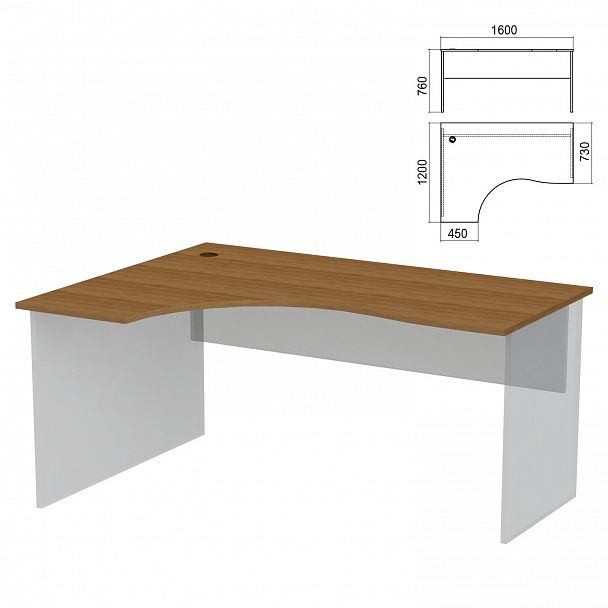Стол эргономичный ЧАСТЬ 1 "Арго", 1600х1200х760 мм, левый, орех - Вид 2