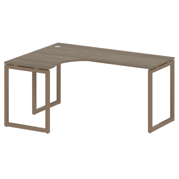 Metal System Quattro Стол криволинейный левый на О-образном м/к 40БО.СА-4 (L) Вяз/Мокко металл 1600*1200*750 - Вид 1