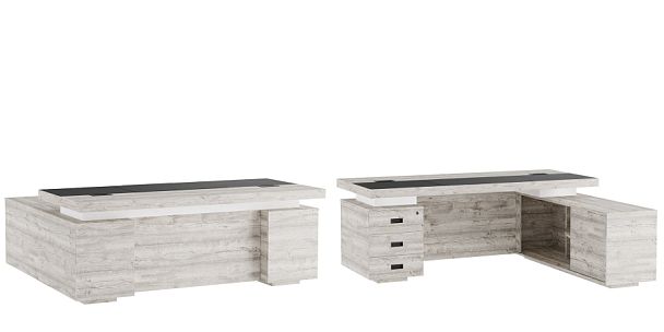 Стол письменный с тумбой и приставкой Liverpool 200x180x76 дуб нордик - Вид 1