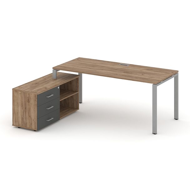 Style Project Direct Direct Стол письменный с греденцией левой SN-6P.SRG-024.M(L) Дуб Табак/Дуб Табак/Антрацит/Металл Серый 1780*1580*750 - Вид 1