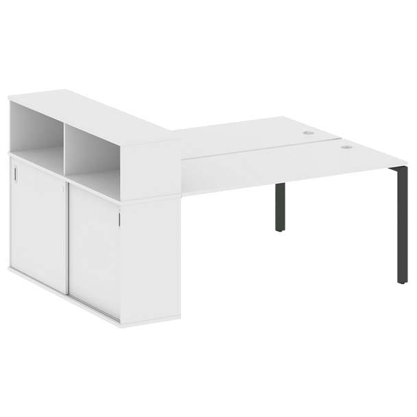 Metal System Р. ст. с шкафом-купе на П-образном м/к БП.РС-СШК-2.4 Т Белый/Антрацит металл 2010*1475*1098 - Вид 1