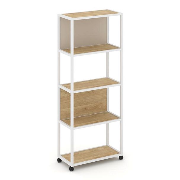 Shelf Mobile Стеллаж 5 уровней 1 секция VR.LT-STK-503.10 Тиквуд Светлый/Металл Белый/W-04 1000*400*2000 - Вид 1