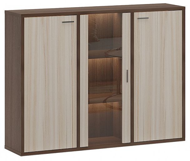 Тумба-витрина Домино СУ(ш3в1)+2ФГ+1ФС Карамель/Шамони - Вид 1