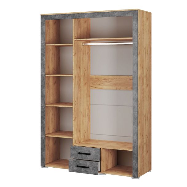 Шкаф 3-ств. Адель (2200х1490х520) дуб крафт золотой/ателье светлое - Вид 2