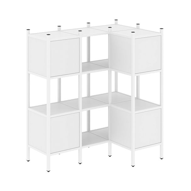 Loft Угловой внутренний стеллаж наборный VR.L-29 Белый бриллиант/Белый металл 1278*862*1458 - Вид 1