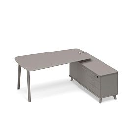 Стoл на опорной тумбе правый (тип 3) для руководителя Time metal ТМ М1 116 МП ВЛ ВЛ мокко премиум - Фото предпросмотра