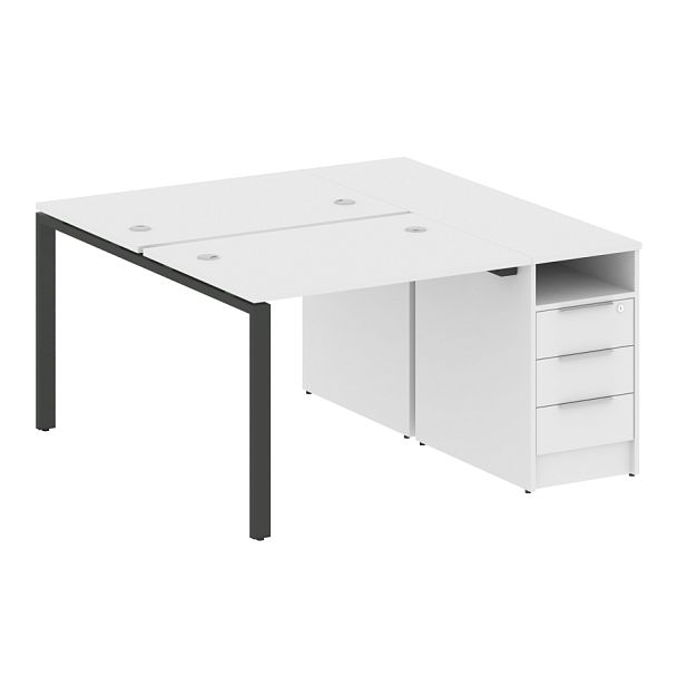Metal System Р. ст. с тумбой на П-образном м/к БП.РС-СТП-2.1 Белый/Антрацит металл 1412*1475*750 - Вид 1