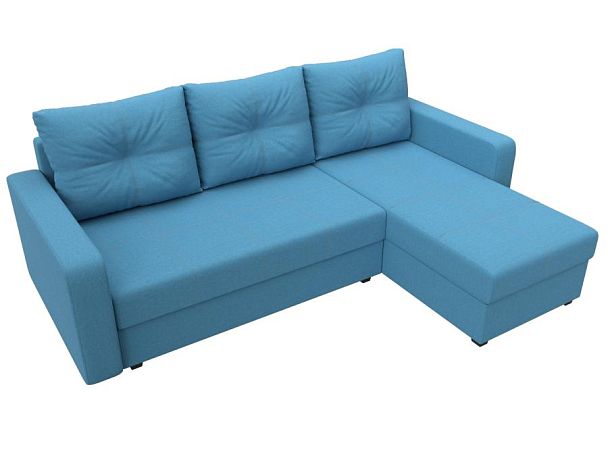 Диван угловой Ливерпуль Лайт правый угол Рогожка голубой - Вид 5