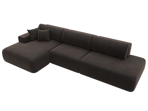Диван угловой Лига-036 Модерн Лонг левый угол Велюр коричневый - Вид 5