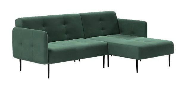 Monaco диван-кровать с шезлонгом, с подлокотниками, бархат зеленый 19 - Вид 2