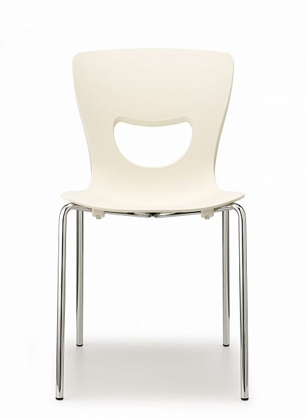 Стул PLUTO (4 ножки) каркас хром, белый - Вид 1