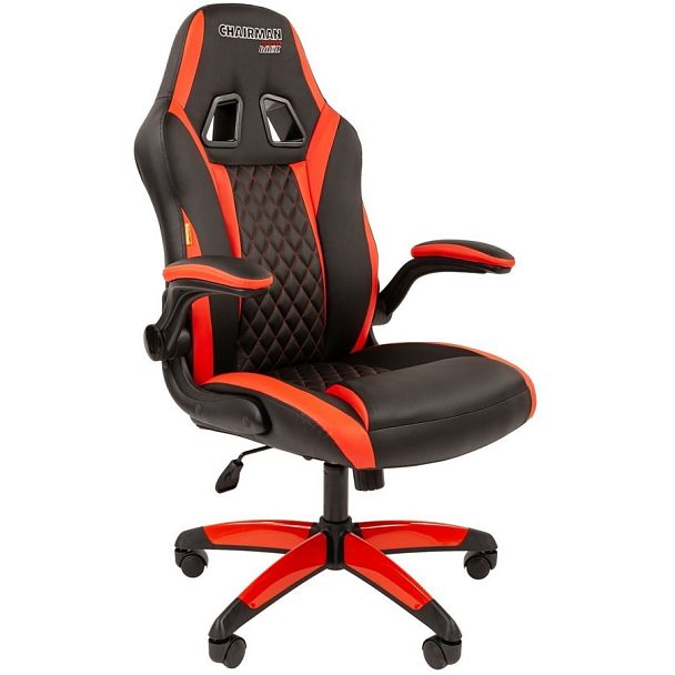Кресло CHAIRMAN GAME 15, экокожа, черный/красный - Вид 1