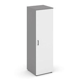 Стайл Проджект Гардероб узкий глубокий SN.GB-002 Серый Пепел/Белый/Черный Ручки 600*600*1982 - Фото предпросмотра